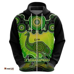 personalised australia aquarius emu zodiac hoodie auz astrology aboriginal green