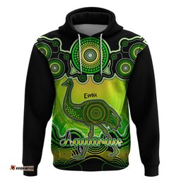 personalised australia aquarius emu zodiac hoodie auz astrology aboriginal green