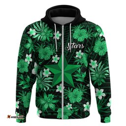 australian stars cricket hoodie baeuty pacific hibiscus and polynesian pattern