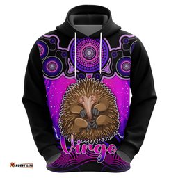 personalised australia virgo echidna zodiac hoodie auz astrology aboriginal magenta
