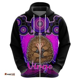 personalised australia virgo echidna zodiac hoodie auz astrology aboriginal magenta