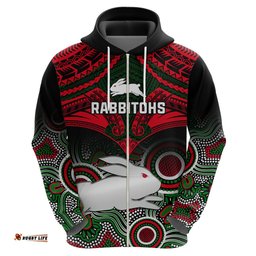 rabbitohs rugby hoodie souths 1908 aboriginal mix polynesian pattern
