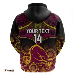 personalised brisbane rugby hoodie brisbane 1987 aboriginal mix polynesian pattern