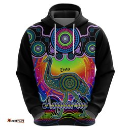 personalised australia aquarius emu zodiac hoodie auz astrology aboriginal rainbow