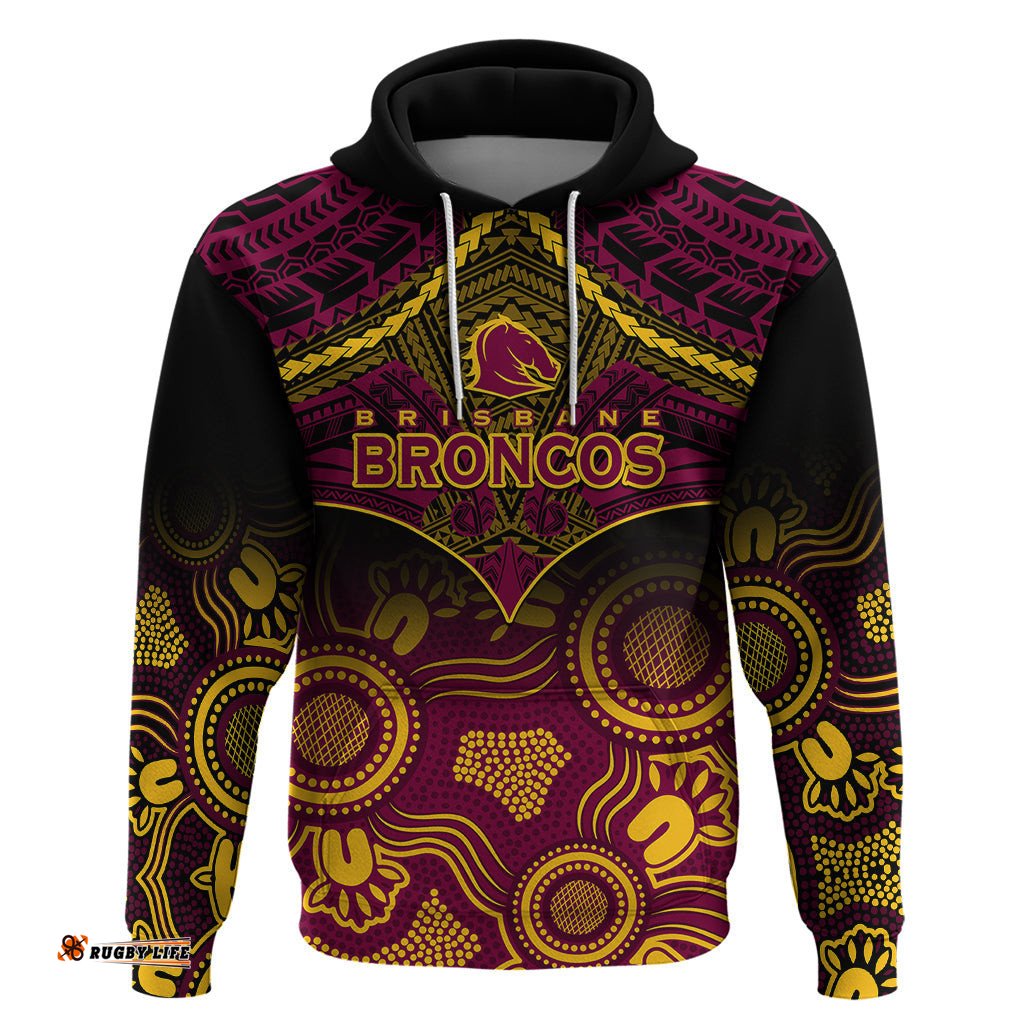 broncos rugby hoodie brisbane 1987 aboriginal mix polynesian pattern