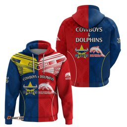nrl half dolphins and half cowboys rugby hoodie sporty style