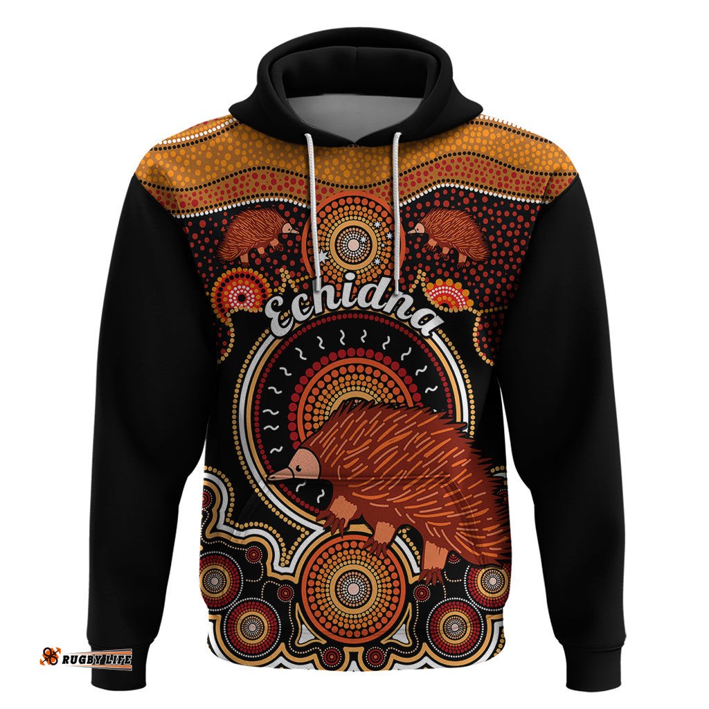 personalised australian astrology hoodie aboriginal echidna zodiac sign