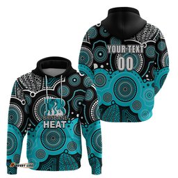 custom text and number brisbane heat bbl hoodie aboriginal patterns