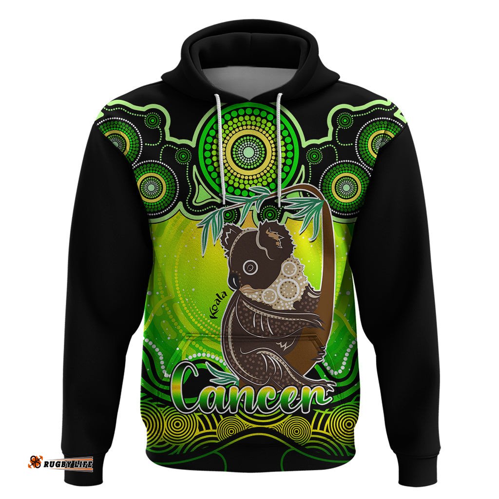 personalised australia cancer koala zodiac hoodie auz astrology aboriginal green