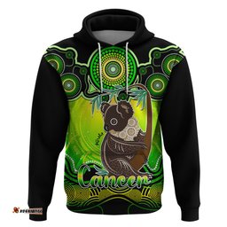 personalised australia cancer koala zodiac hoodie auz astrology aboriginal green