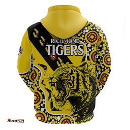 richmond tigers football hoodie angry tiger roaring aboriginal boomerang and dots art