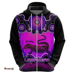 personalised australia capricorn goanna zodiac hoodie auz astrology aboriginal magenta