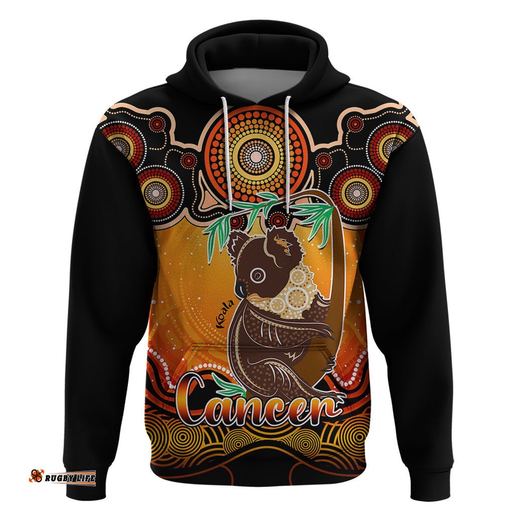 personalised australia cancer koala zodiac hoodie auz astrology aboriginal red