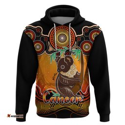 personalised australia cancer koala zodiac hoodie auz astrology aboriginal red