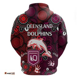 nrl dolphins combine queensland origin hoodie indigenous aboriginal style