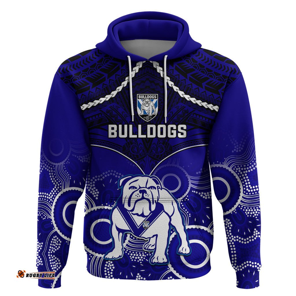 bulldogs rugby hoodie go doggies aboriginal mix polynesian pattern