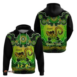 personalised australia leo lizard zodiac hoodie auz astrology aboriginal green