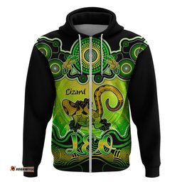 personalised australia leo lizard zodiac hoodie auz astrology aboriginal green