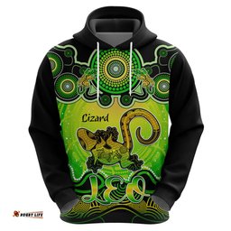 personalised australia leo lizard zodiac hoodie auz astrology aboriginal green