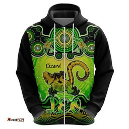 personalised australia leo lizard zodiac hoodie auz astrology aboriginal green