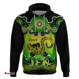 personalised australia leo lizard zodiac hoodie auz astrology aboriginal green