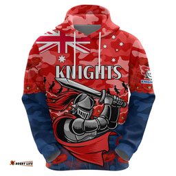 knights rugby anzac hoodie lest we forget