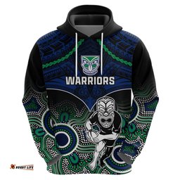 personalised warriors rugby hoodie nz aboriginal mix polynesian pattern