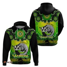 personalised australia gemini sugar gilder zodiac hoodie auz astrology aboriginal green