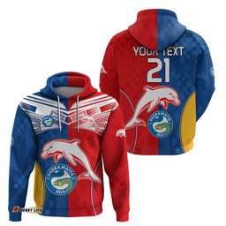 custom text and number nrl dolphins combine parra eels hoodie sporty style