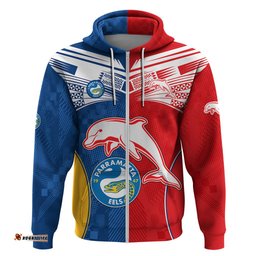 custom text and number nrl dolphins combine parra eels hoodie sporty style