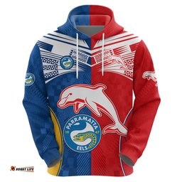 custom text and number nrl dolphins combine parra eels hoodie sporty style
