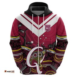 qld maroons rugby hoodie go queensland kangaroo indigenous