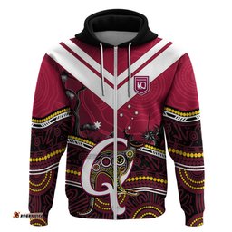 personalised qld maroons rugby hoodie go queensland kangaroo indigenous