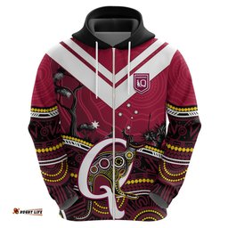 personalised qld maroons rugby hoodie go queensland kangaroo indigenous