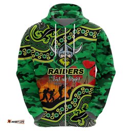 custom personalised anzac day nrl raiders hoodie aboriginal lizard patterns