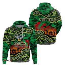 custom personalised anzac day nrl raiders hoodie aboriginal lizard patterns