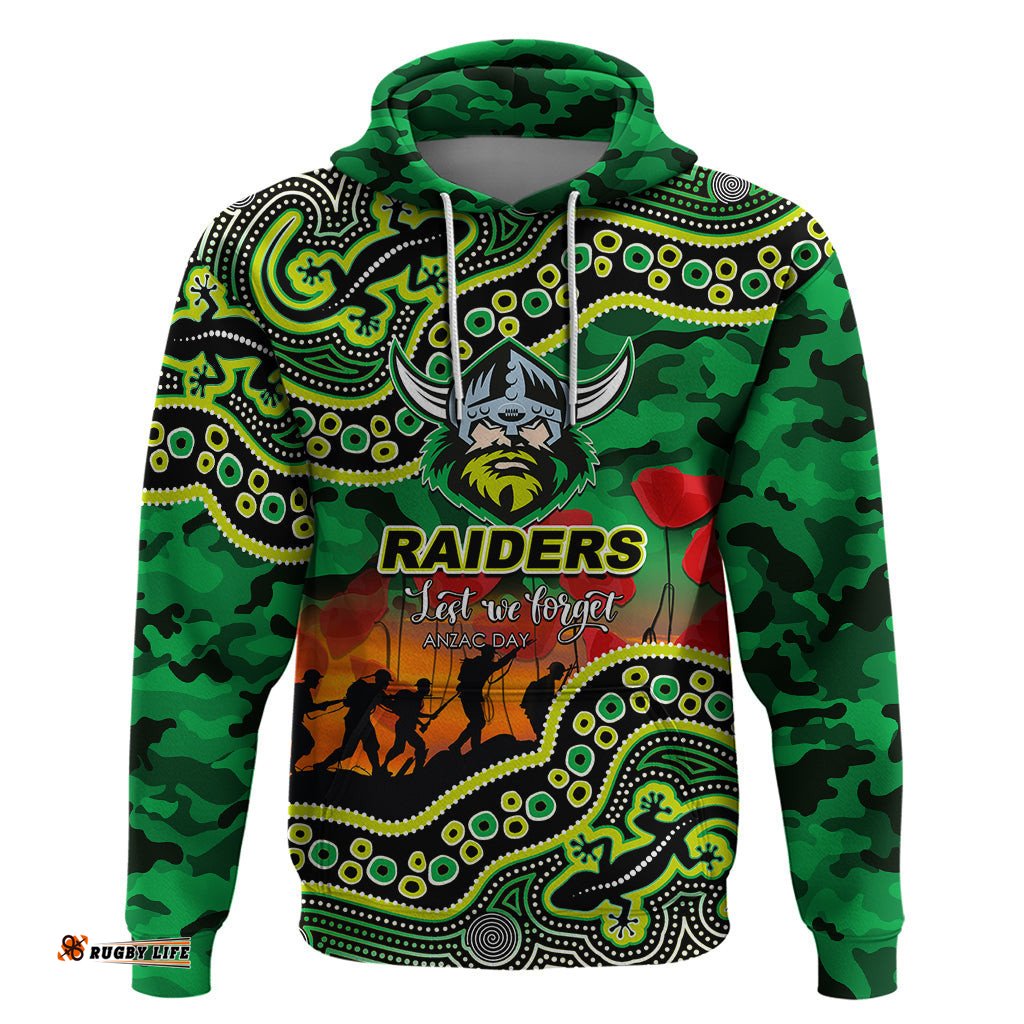 custom personalised anzac day nrl raiders hoodie aboriginal lizard patterns