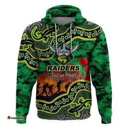 custom personalised anzac day nrl raiders hoodie aboriginal lizard patterns