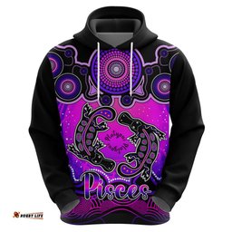personalised australia pisces platypus zodiac hoodie auz astrology aboriginal magenta