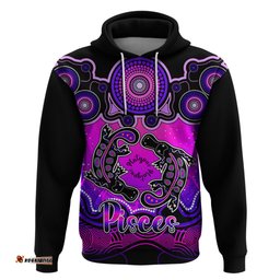 personalised australia pisces platypus zodiac hoodie auz astrology aboriginal magenta