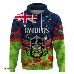 custom text and number raiders rugby anzac hoodie lest we forget