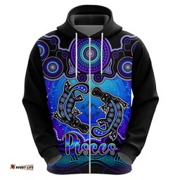 personalised australia pisces platypus zodiac hoodie auz astrology aboriginal blue
