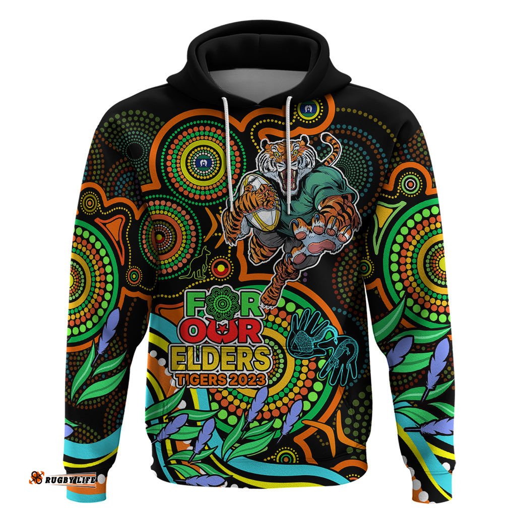 tigers rugby aboriginal art hoodie naidoc indigenous tribal