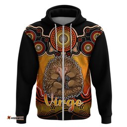 personalised australia virgo echidna zodiac hoodie auz astrology aboriginal red