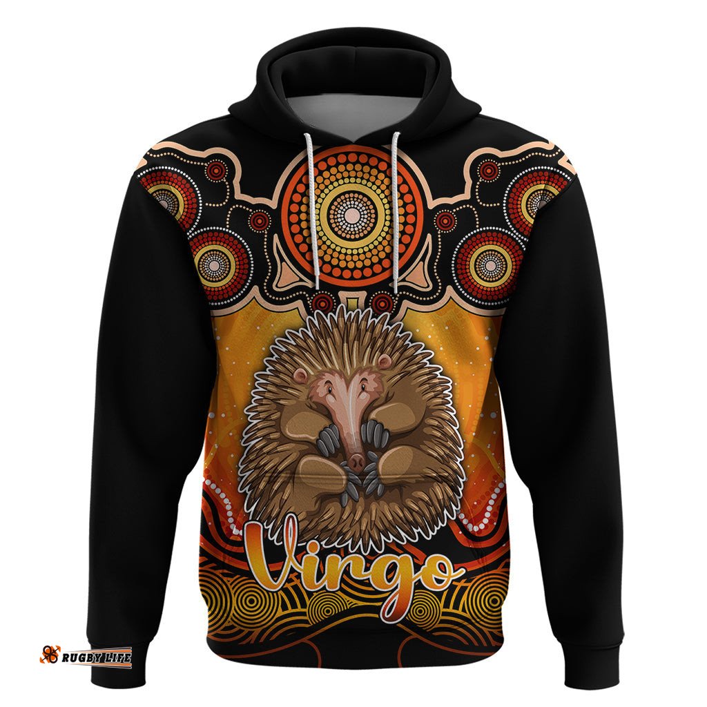 personalised australia virgo echidna zodiac hoodie auz astrology aboriginal red