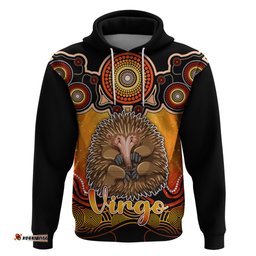 personalised australia virgo echidna zodiac hoodie auz astrology aboriginal red