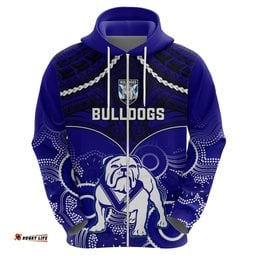 personalised bulldogs rugby hoodie go doggies aboriginal mix polynesian pattern
