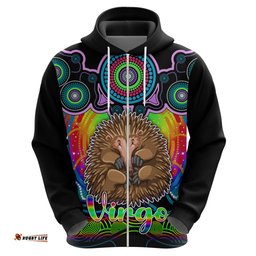 personalised australia virgo echidna zodiac hoodie auz astrology aboriginal rainbow