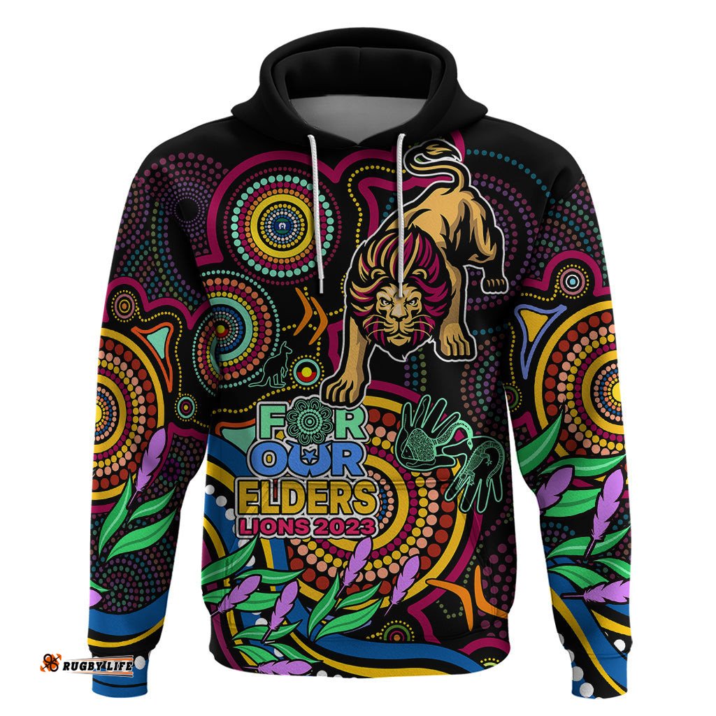 custom lions football aboriginal art hoodie naidoc indigenous tribal