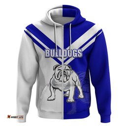 custom text and number nrl bulldogs hoodie mix jersey